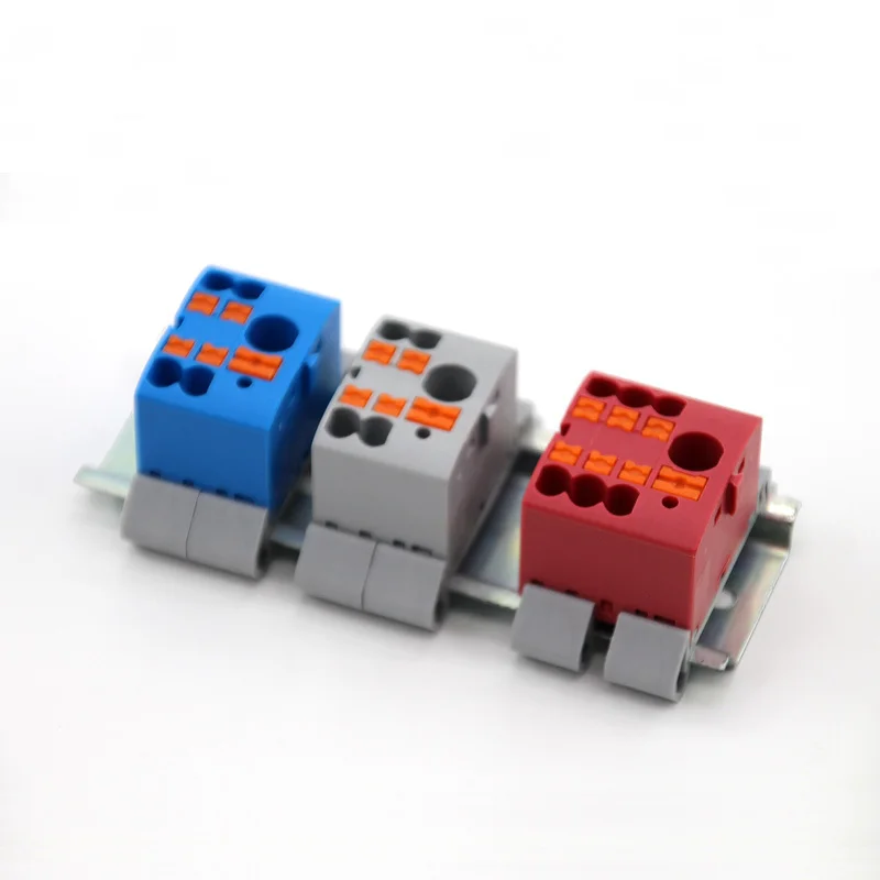 1PC 225 Series Terminal Block One In Multiple Out Wire Electrical Connectors Plug-in Spliceable Splitter Guide Rail Junction Box