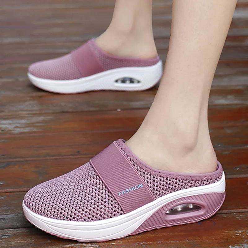 Chinelos casuais respiráveis para mulheres, cunhas plataforma, sapatos plus size, básico, feminino, venda quente, 2023