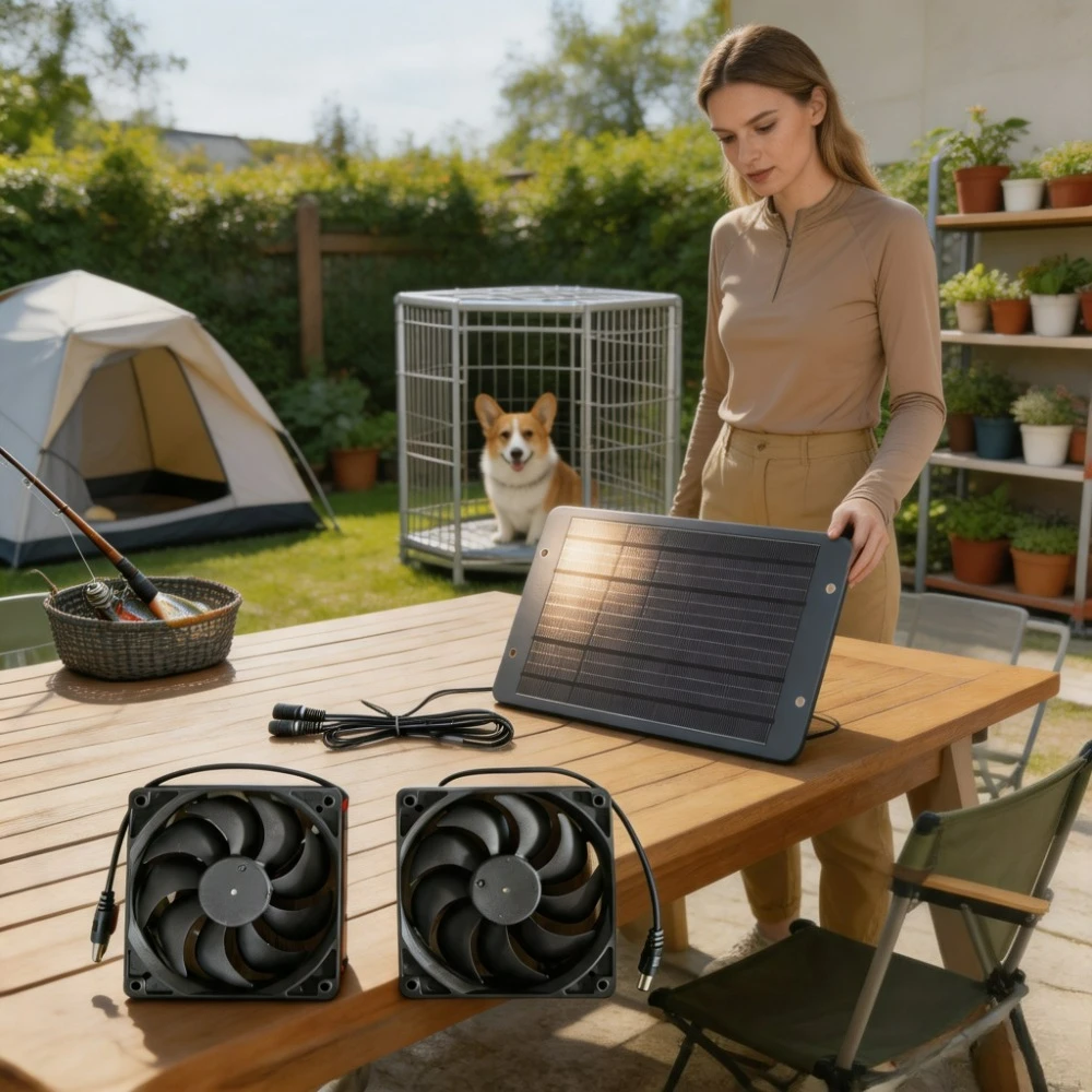 Ventilador Solar Duplo à Prova d'Água e Economizador de Energia 10W 15W, Operado por Painel Solar, para Casa de Cães, Galinheiro e RV