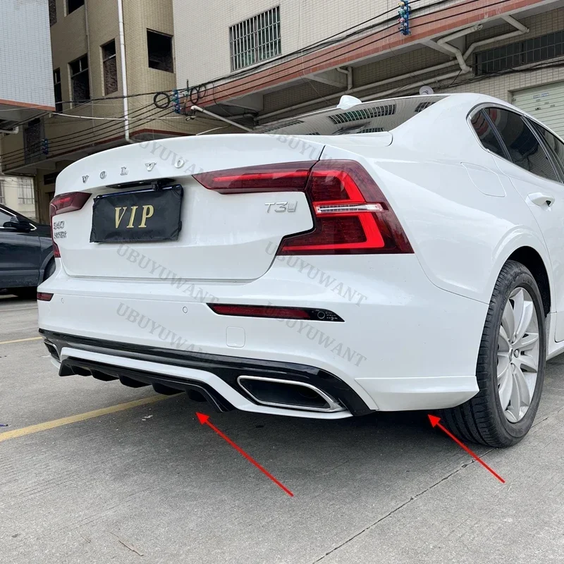 3 Pcs ABS Rear Bumper Lip Spoiler Splitter Diffuser Cover Canards Tuning For VOLVO S60 V60 (ONLY FOR SPORT STYLE) 2021 - 2024