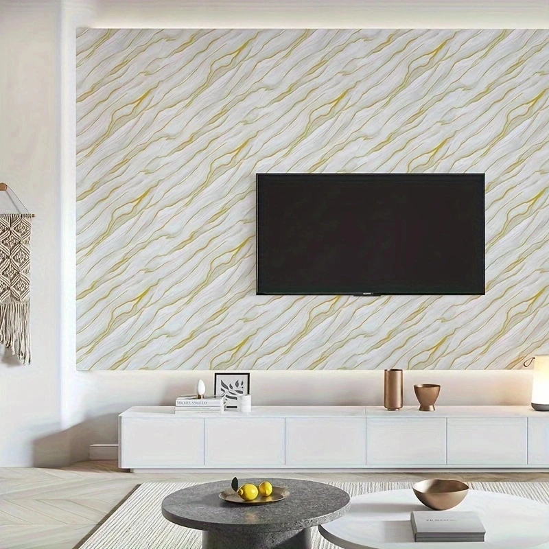 Imitation marble  TV background wall wallpaper bedroom living room wallpaper non-woven