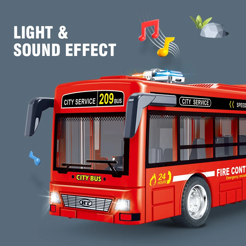 Modèle de Bus touristique à deux étages moulé sous pression, véhicules à tirer, jouet à inertie, voiture de visite urbaine, porte de Bus, lumière ouverte, jouets sonores pour garçons