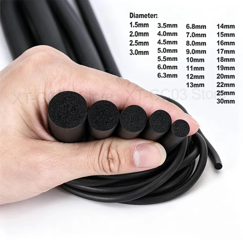 Diameter 1.5/2/2.5/3/3.5/4/4.5/5/5.5-30mm EPDM Sealling Strip  Sound Proofing Dustproof Foamed Rubber O Type Round Seal Strips