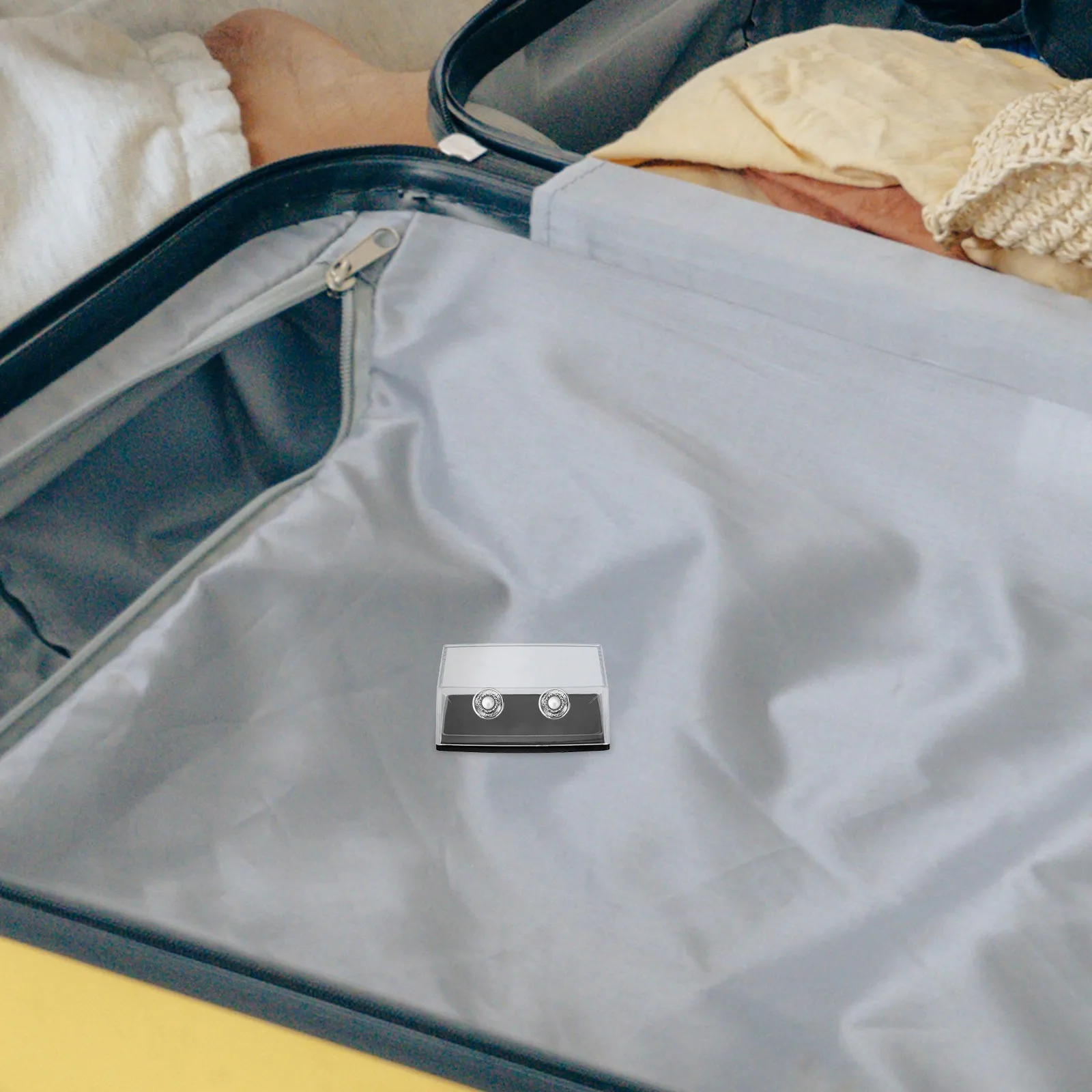 18 قطعة أزرار أكمام صندوق منظم الرجال المحمولة تخزين المجوهرات واضح عرض حالة السفر حلقة حامل الملحقات الصغيرة