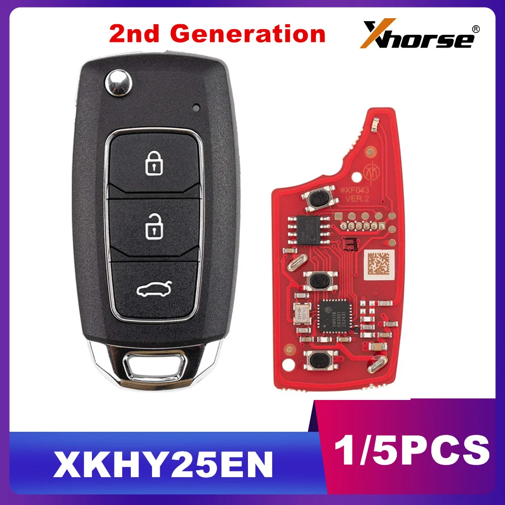 

1/5PCS Xhorse XKHY25EN 2nd Generation Remote Key for Hyundai Type 3 Buttons Update Version of XKHY05EN