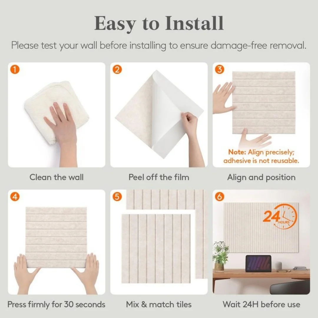 6Pack  Sound Proof Acoustic Panels Soundproofing Wall Stickers High Density Noise Insulation Door Bedroom Foam Black - view 3