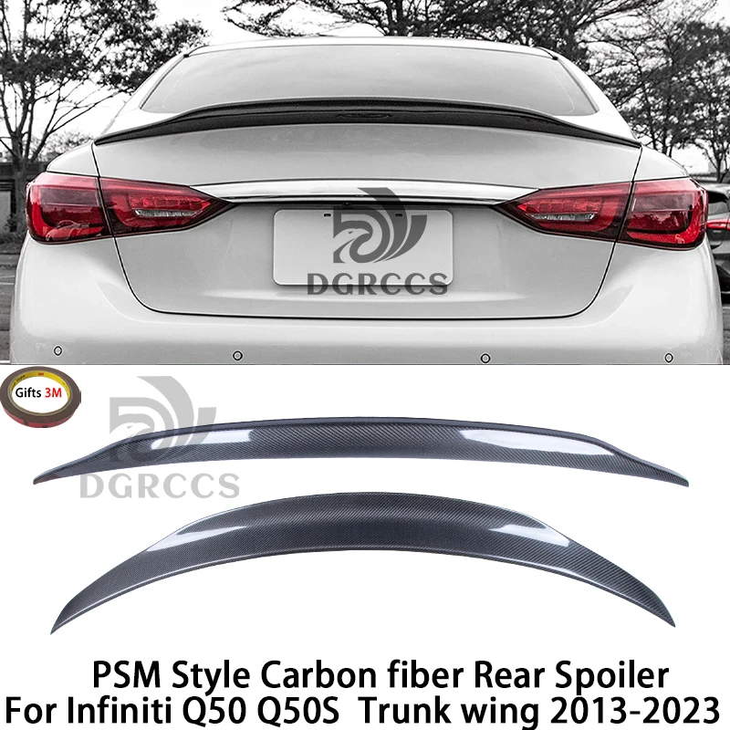 For Infiniti Q50 Q50S PSM Style Carbon fiber Rear Spoiler Trunk wing 2013-2023 Carbon fiber FRP primer