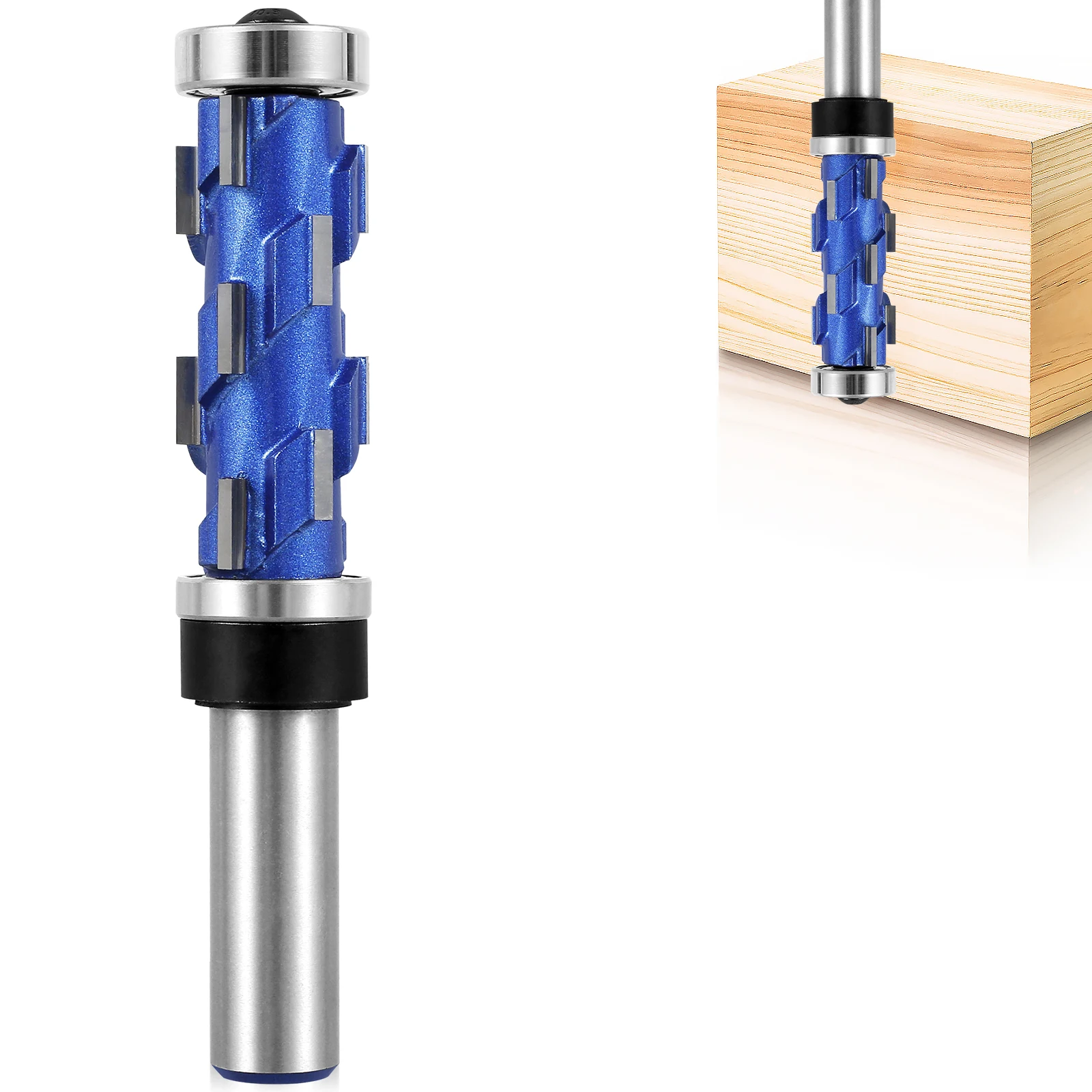 1/2inch Shank Milling Cutter,Flush Trim Router Bit High Speed Steel Double Bearing Spiral Trimming Tool Woodworking CNC Router