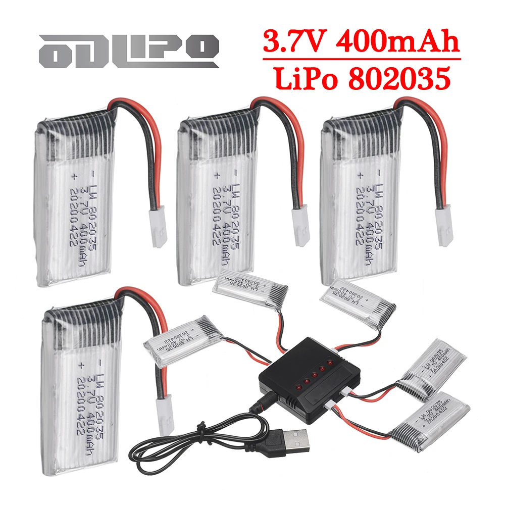 Lipo Battery 3.7V 400mAh 25C / Battery Charger for KY101 H31 X4 H107 E33C E33 U816A V252 H6C RC Quadcopter Rc Drone Spare Parts