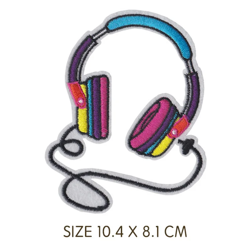 Retro headset guitar telephone bicycle Iron On Patches DIY Cartoon Embroidered Patches On Clothes Applique Sew Sticker