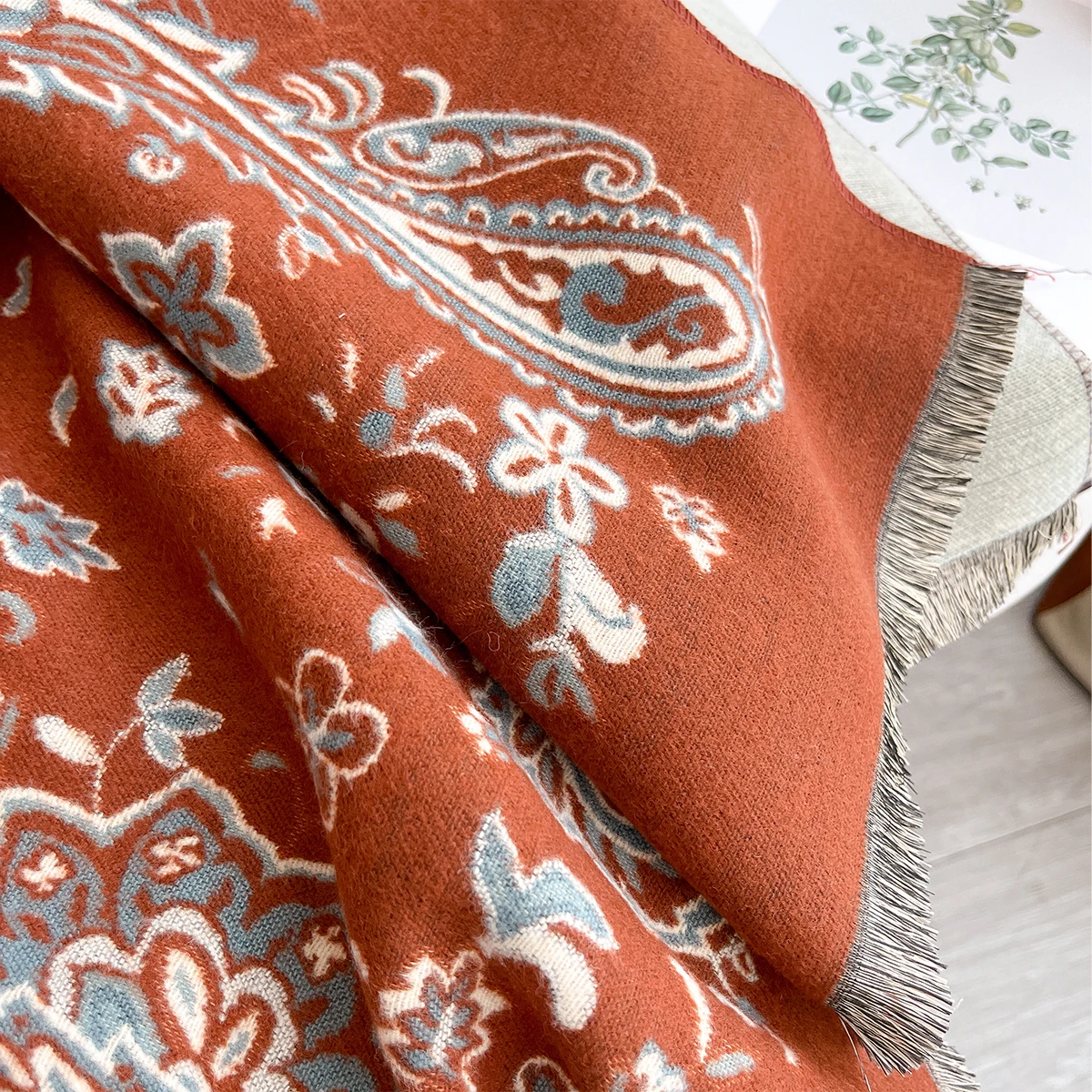 Neue Winter Eleganz Kaschmir Schal Frauen Paisley Zwei-Seitige Schal Weibliche Pashmina Luxus Marke Poncho Dicke Decke Warme Bufanda – Detail 3