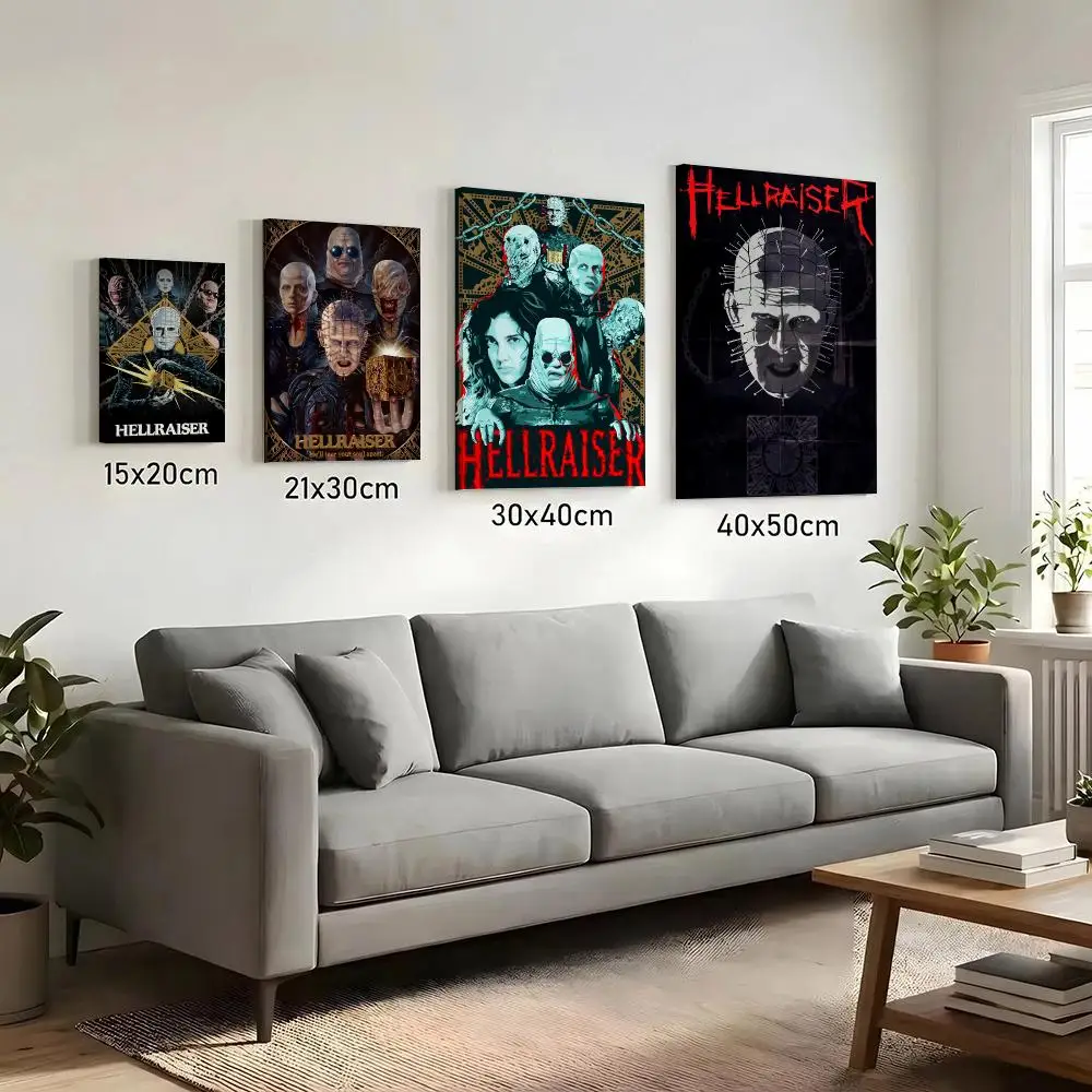 H-Hellraiser Classic Movie Painting Calligraphy HD Canvas Print Poster Wall Art | Optional Frame | Modern Hallway Decor