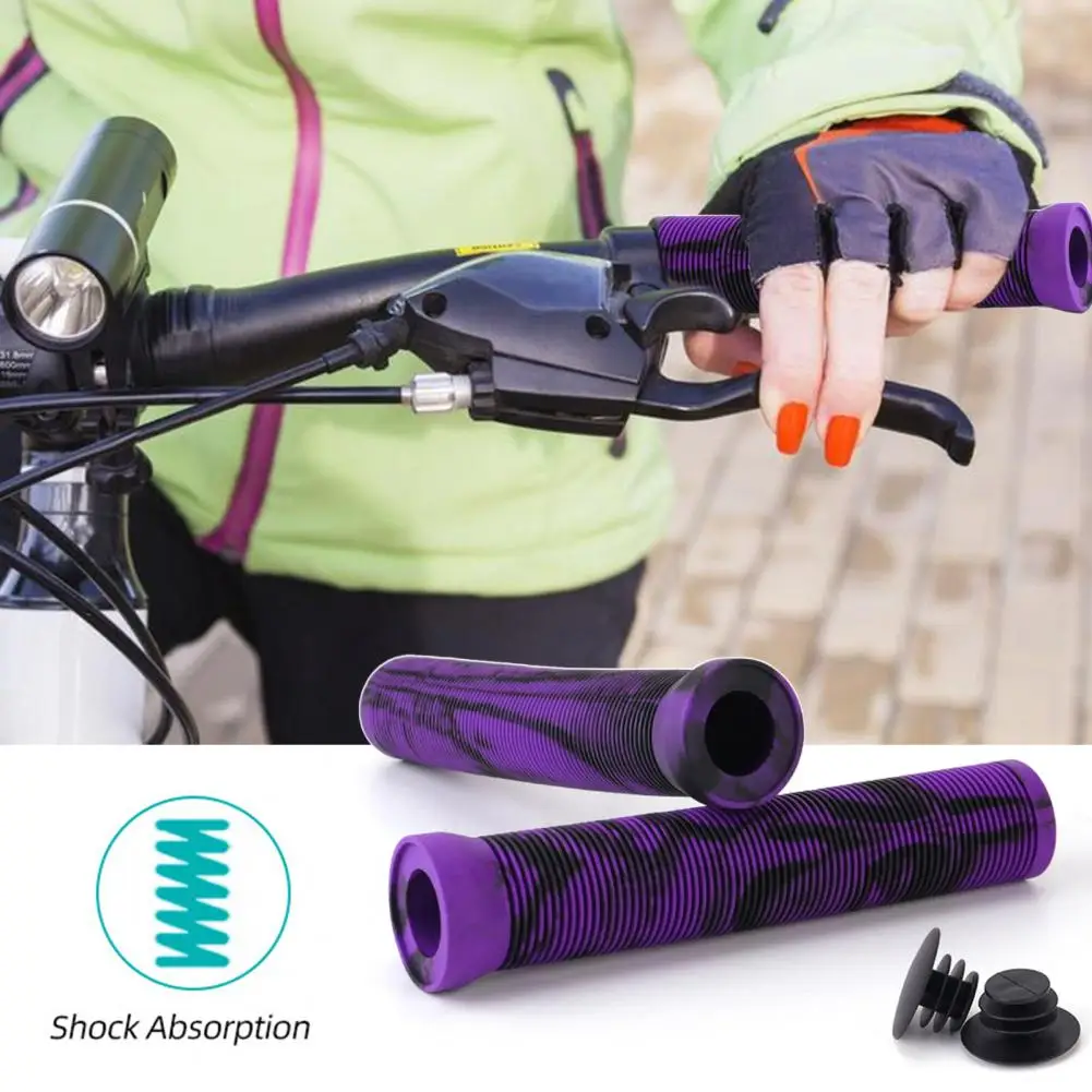 Bicycle Handlebar Grips with Handle Plug Quick Easy Installation Bicycle Grips Anti-slip Rubber Bike Grips for Mtb for Scooters