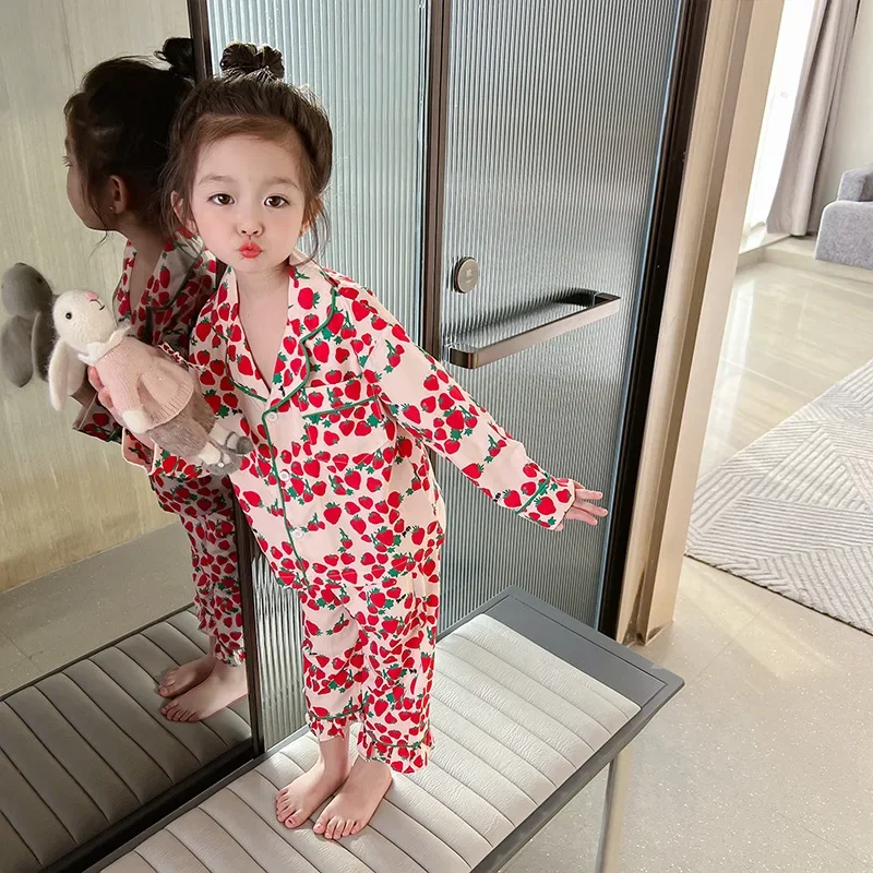 Baby Girl Clothes Suit Pajamas 2024 New Spring and Autumn Girls Spring Thin Baby Set Long Sleeve Children Home Fashion Wear