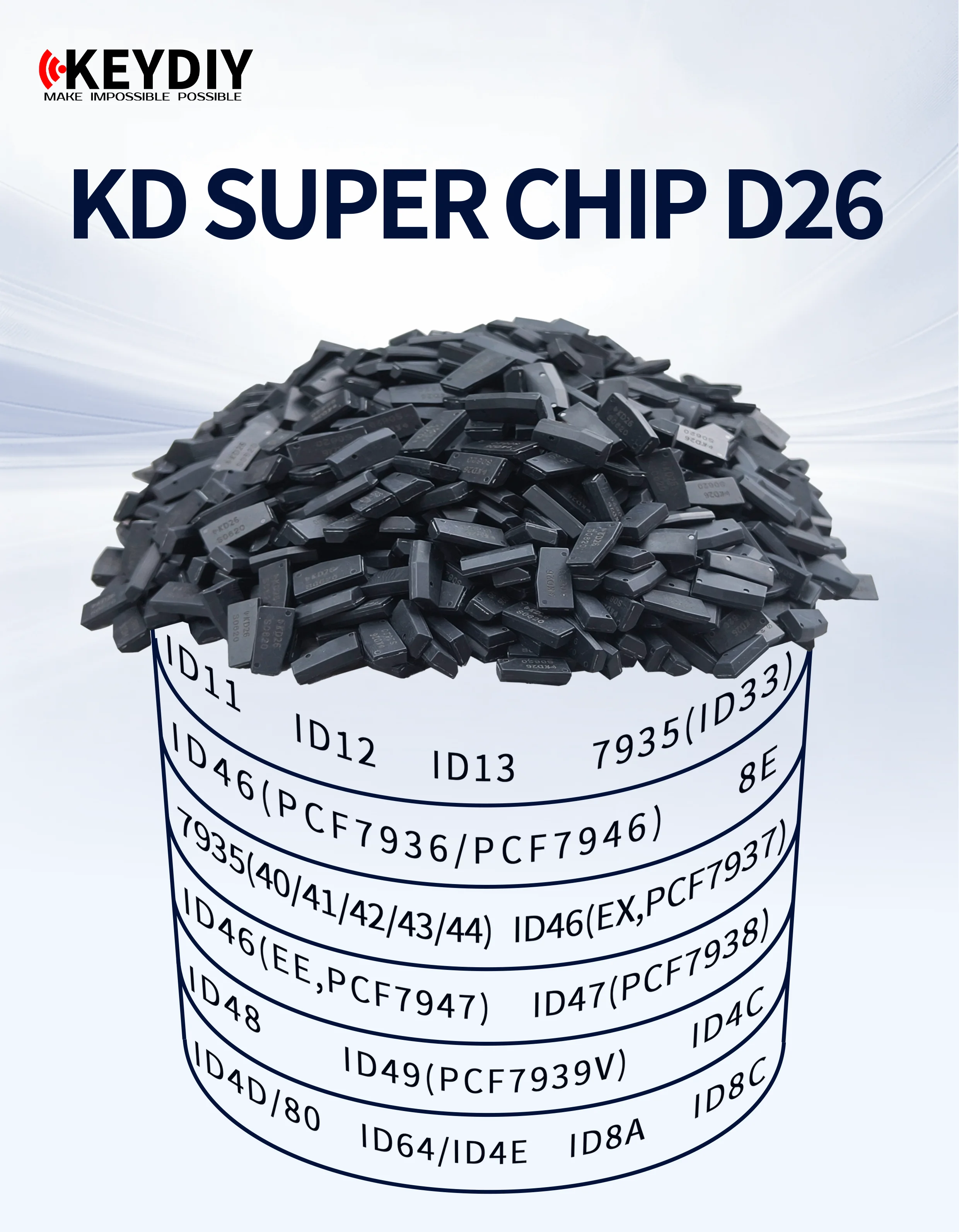 KEYDIY KD Super Chip D26 شريحة جهاز إرسال واستقبال تدعم 7935(ID33) ID46 ID8E ID8A ID8C تعمل لـ KDX2 KD-MAX KD-X4
