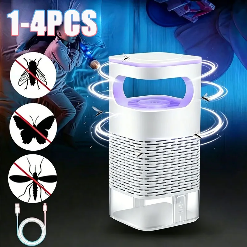 1-4pcs Physical Suction Mosquito Zapper USB Insect Killer for Home Kitchen Bedroom Fly Control Trap Silent Indoor Pest Catcher