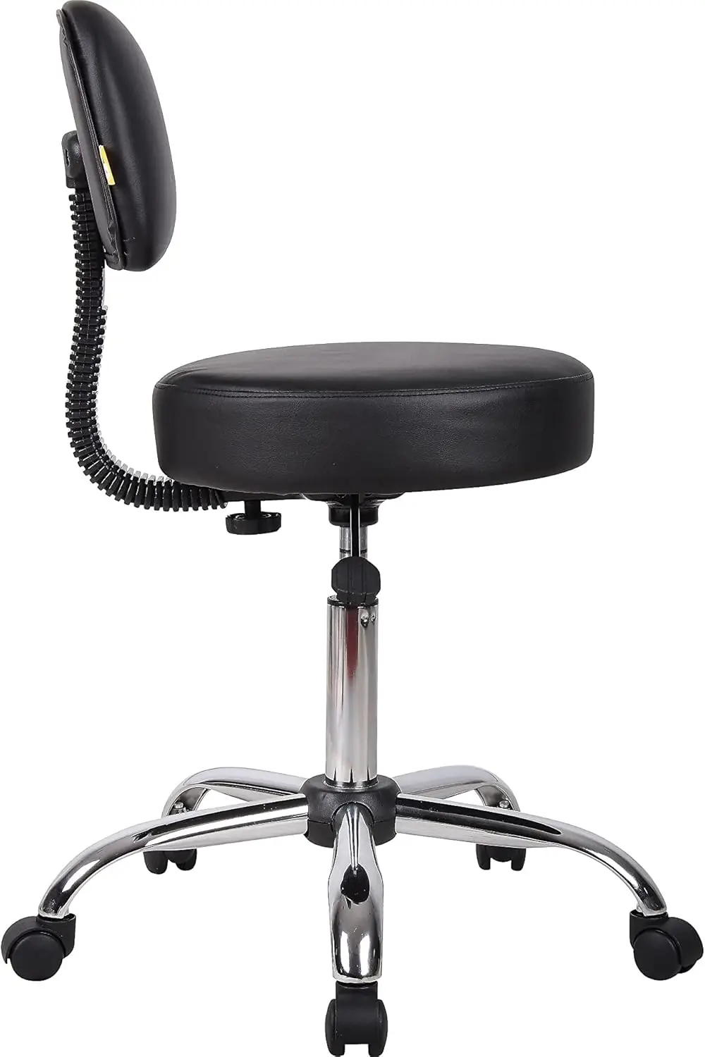 Ergonomic Adjustable Height Office Stool with Back Support, Black - 275lb Capacity