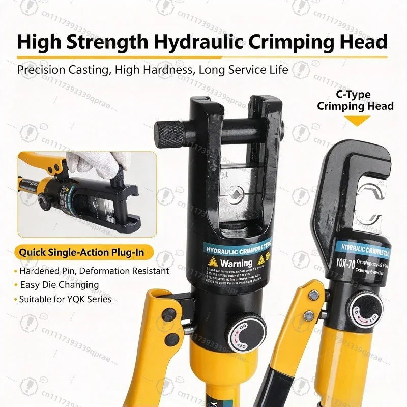 YQK-70 6 Tons Hydraulic Pliers Crimper Pressure Cable Lug Terminal Crimper for 12-2/0 AWG Electrical/Battery Cable Lug Terminals