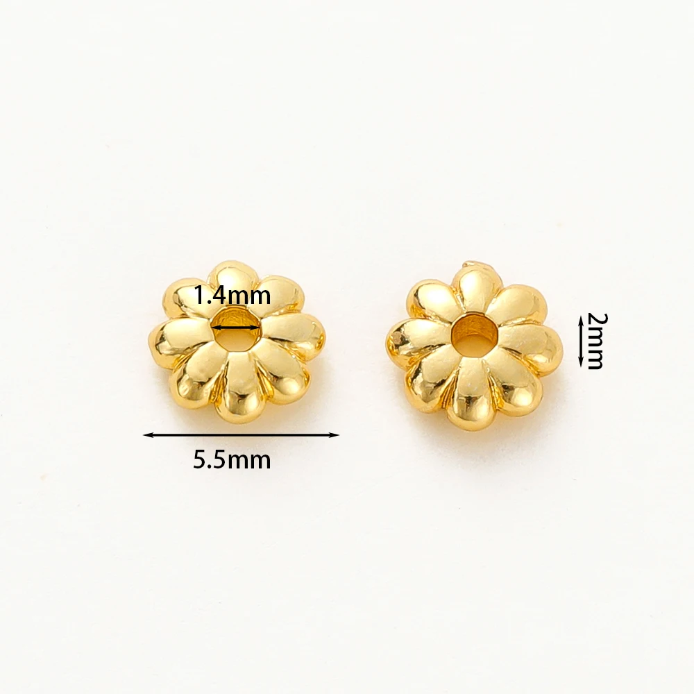 20Pcs/Lot 14/18K Gold Color Plated Brass Sunflower Flat Charms Loose Beads for DIY Necklace Earrings Jewelry Making Supplies