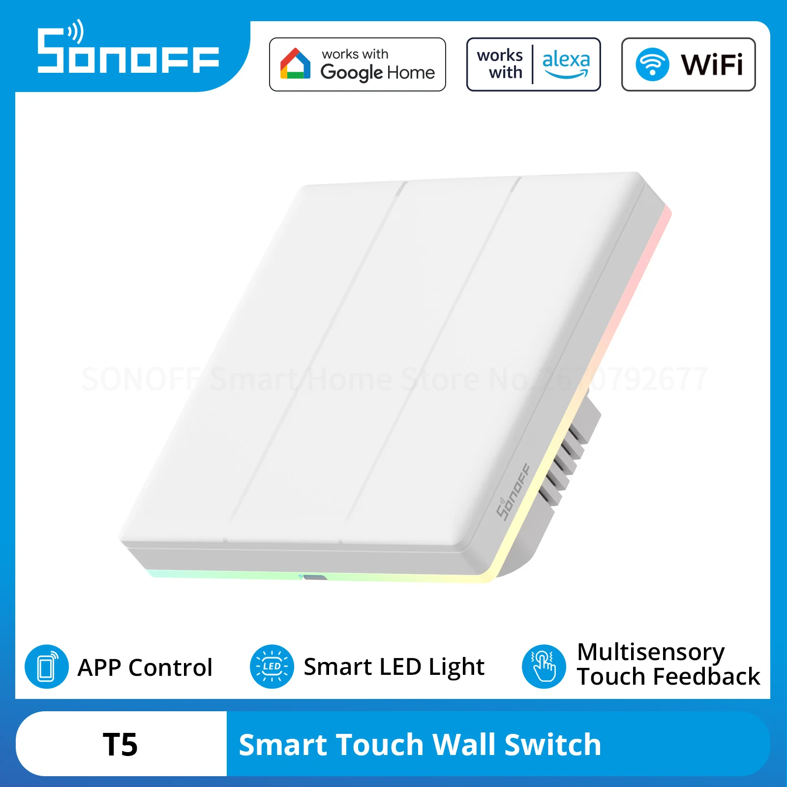 SONOFF T5 Ultimate WiFi Smart Touch Wall Switch eWeLink Voice Control Remote Control smart scene 2 Way Switch via Alexa Google