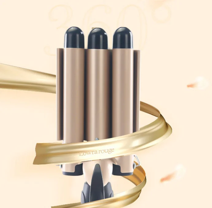 مكواة تجعيد مبتكرة بتصميم ثلاثي الأنابيب، رأس لفة البيض/رأس المعكرونة الفورية/لفة كبيرة في جميع أنحاء تصميم بيرم عملي للغاية. #4