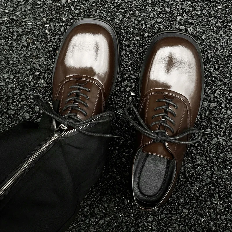 

New Men's Leather Oxford Shoes Thick Sole Formal Casual Dress Shoes Business Lace Up Footwear Fashion Derby Shoes for Men Office