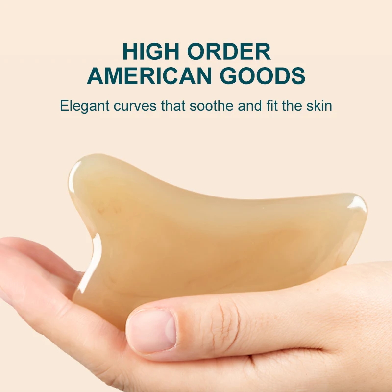 بوق الثور الطبيعي Gua Sha Board ، مدلك للوجه والرقبة والعين ، أداة الوجه من الراتنج ، الجمال والرعاية الصحية ، أداة كشط #2
