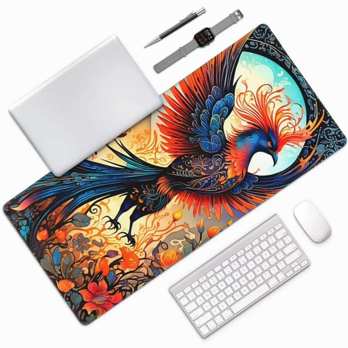 

Chinese Phenix And Flowers Large Mouse Pad Computer Keyboard Mouse Mat Gamer PC Laptop Desk Mat Office Accessories Table Mats