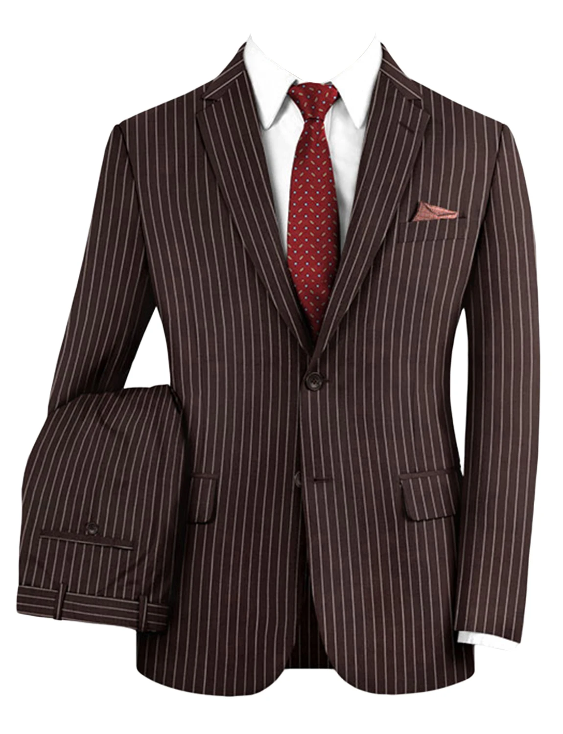 

Men's Stripe Suit 2-Piece Two Buttons Notch Lapel Tuxedos for Business Office