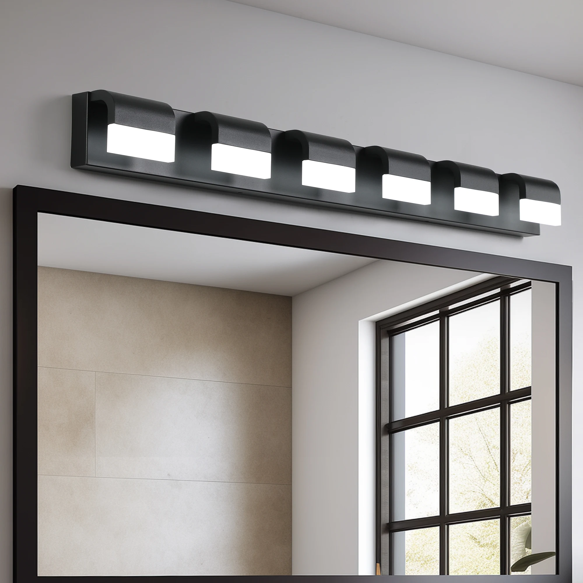6-Lights Vanity Mirror Light LED Bathroom Lighting Fixture Modern Vanity Wall Sconce Makeup Lamp Dressing Table Bedroom Washroom