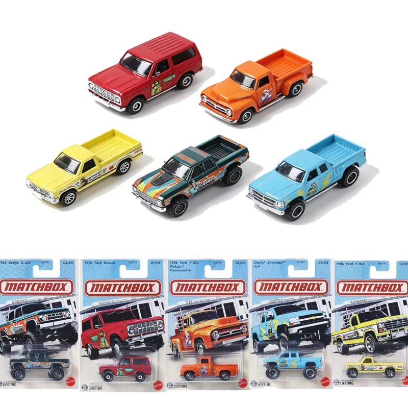 Carrinho de Brinquedo Matchbox 26P 1/64 em Metal Fundido: Ford Bronco, F100 Pickup, Chevy Silverado, Dodge - Modelo de Veículo em Metal GGF12 - Presente