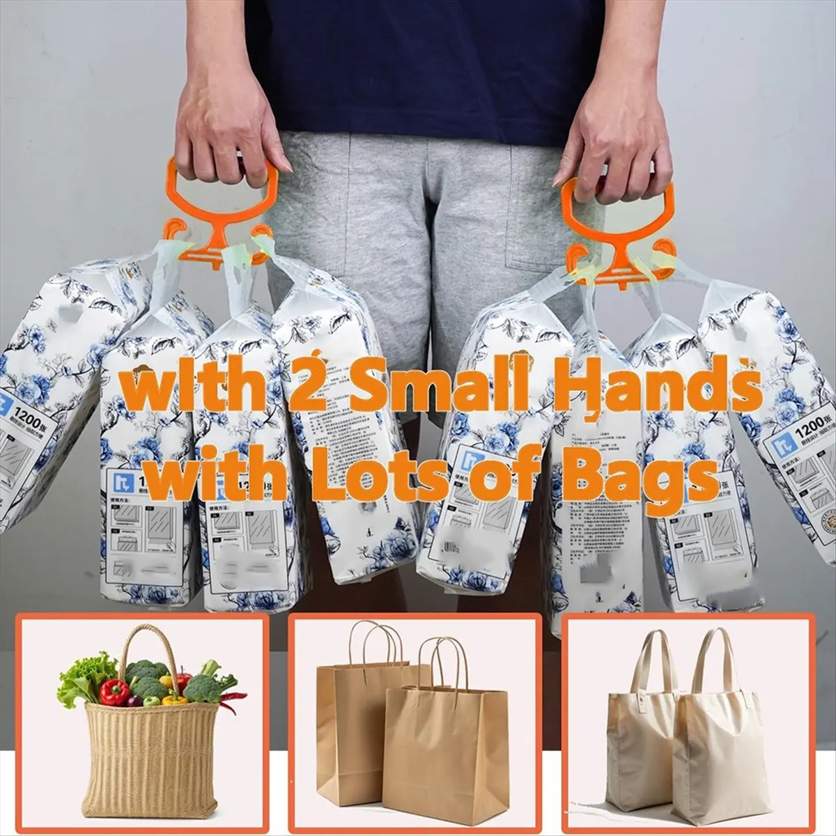 N14R Top 2PCS Grocery Bag Carrier Grocery Bag Holder for Plastic Bags Heavy Duty Carry Handle, Comfortable Grip to Carry Bags