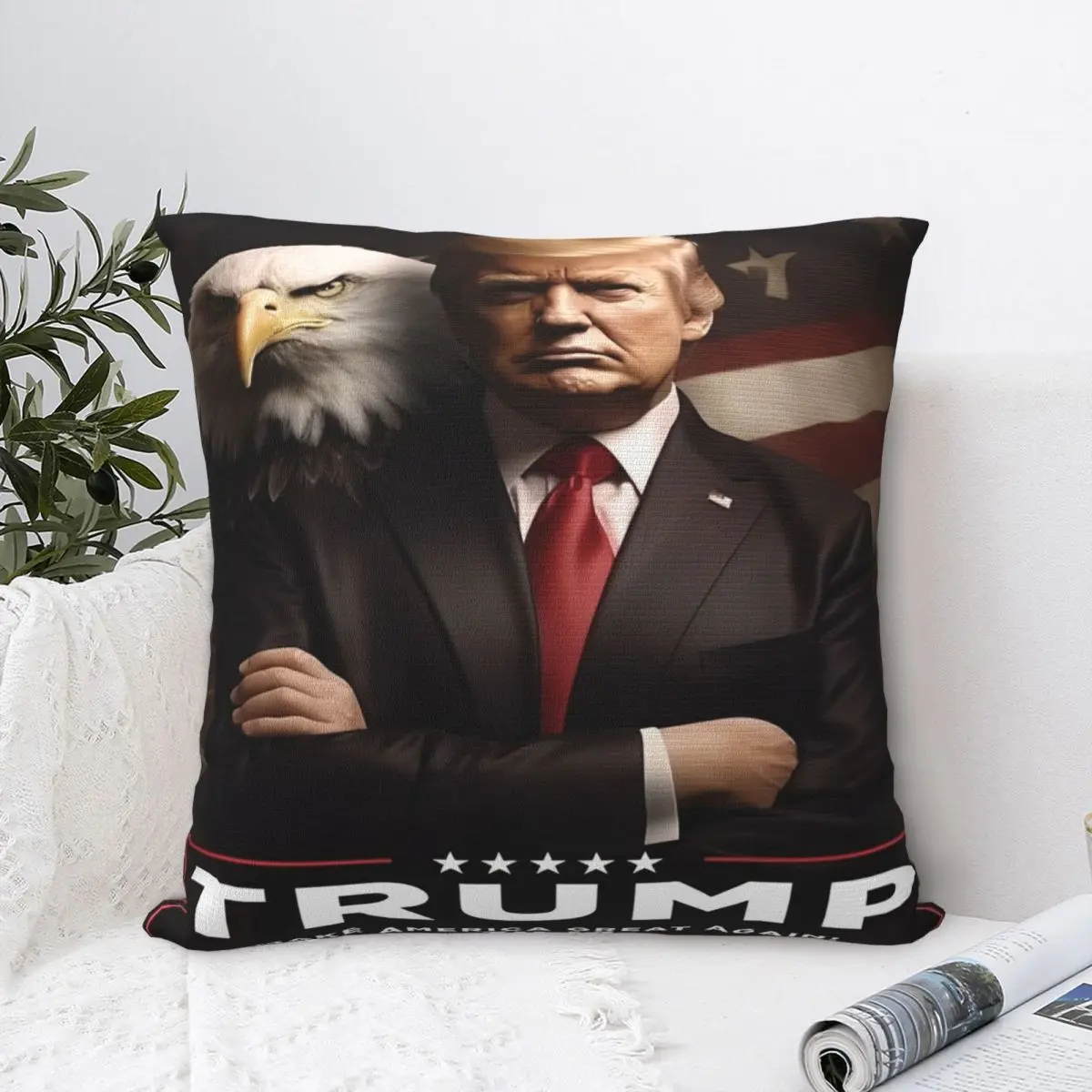 Trump Vance 2024 President Election Pillowcase Merchandise Printed Cushion Cover Throw Pillow Cover Sofa Decorations Zippered