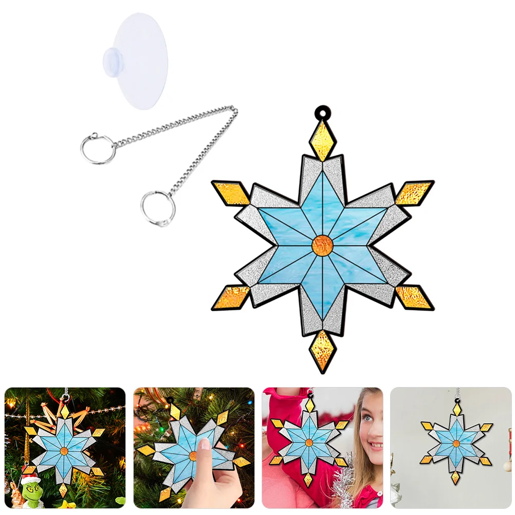 

Christmas Tree Ornaments Snowflake Hanging Decor Acrylic Xmas Decoration For Window Porch Wall Holiday Party Home Festive