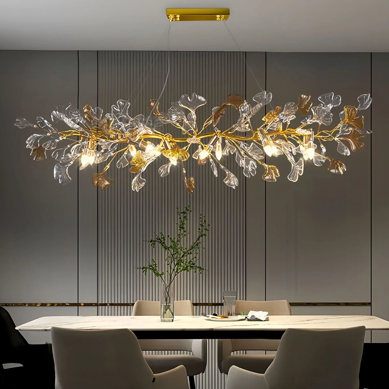 

Хрустальная люстра в скандинавском стиле для гостиной, столовой, спальни, ресторана, украшение для помещения, роскошная потолочная люстра из стеклянных листьев