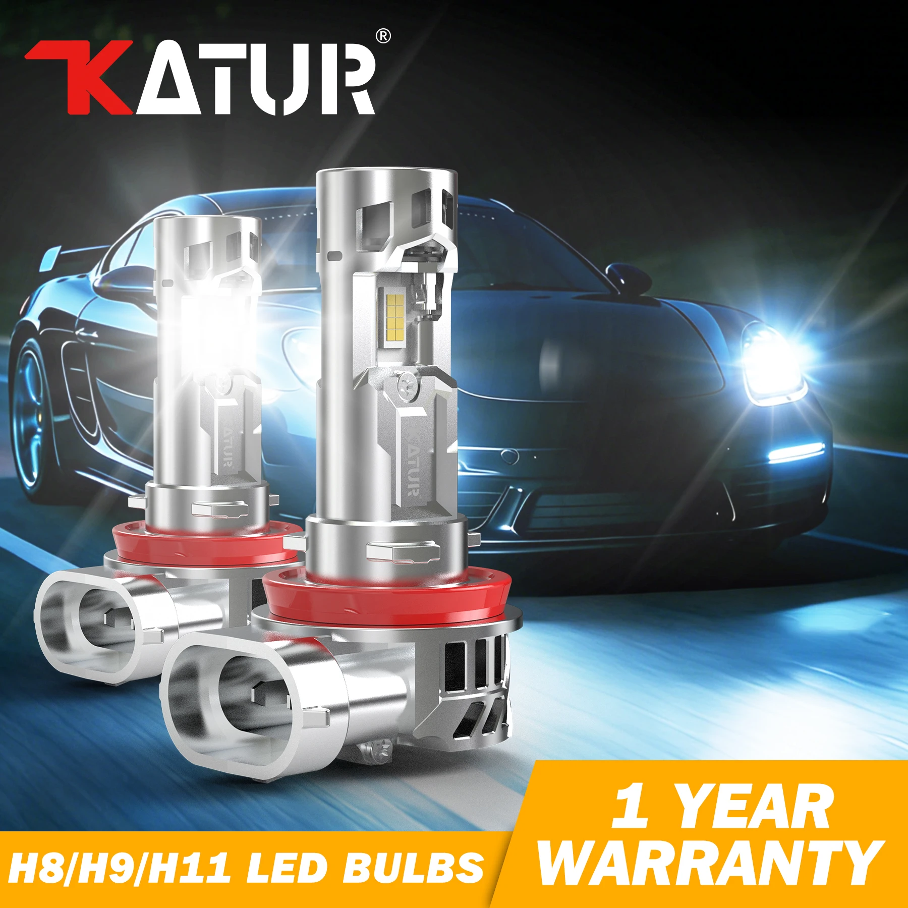 Katur 2pcs H8 H9 H11 H16 Led Headlight Dual Fans Design For Cars Super Bright 6000K White CSP Chips Canbus For Audi A4 8K B8 B7