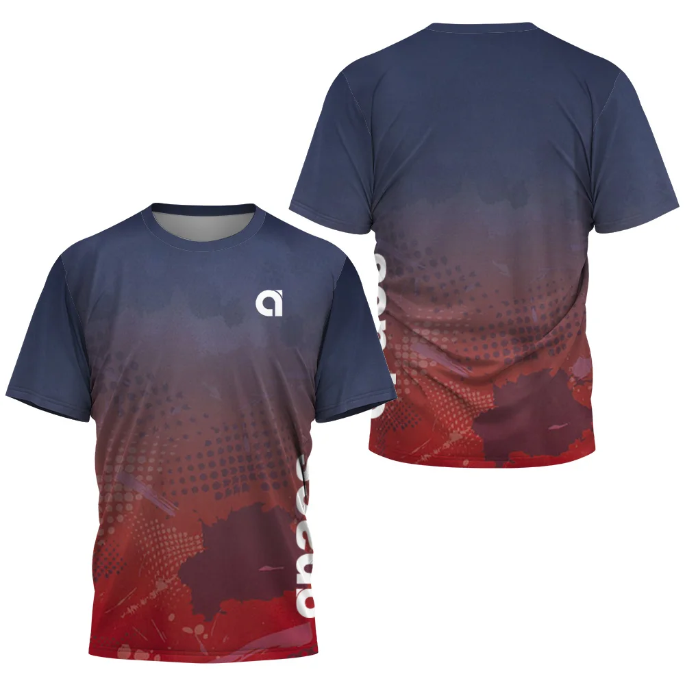 Summer men's round neck T-shirt badminton match loose quick drying short-sleeved table tennis tennis outdoor running T-shirt