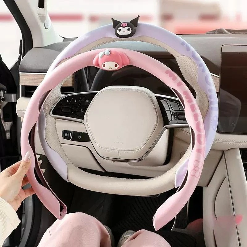 

Sanrio cartoon kuromi car steering wheel cover four seasons universal cute cartoon anti-slip Cinnamoroll high-value new model