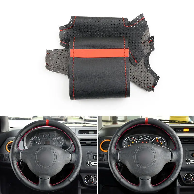Black with red strip Car Steering Wheel Cover Leather Trim For Peugeot 207 Expert 2009-2016 For Citroen Berlingo Jumpy 2009-2016