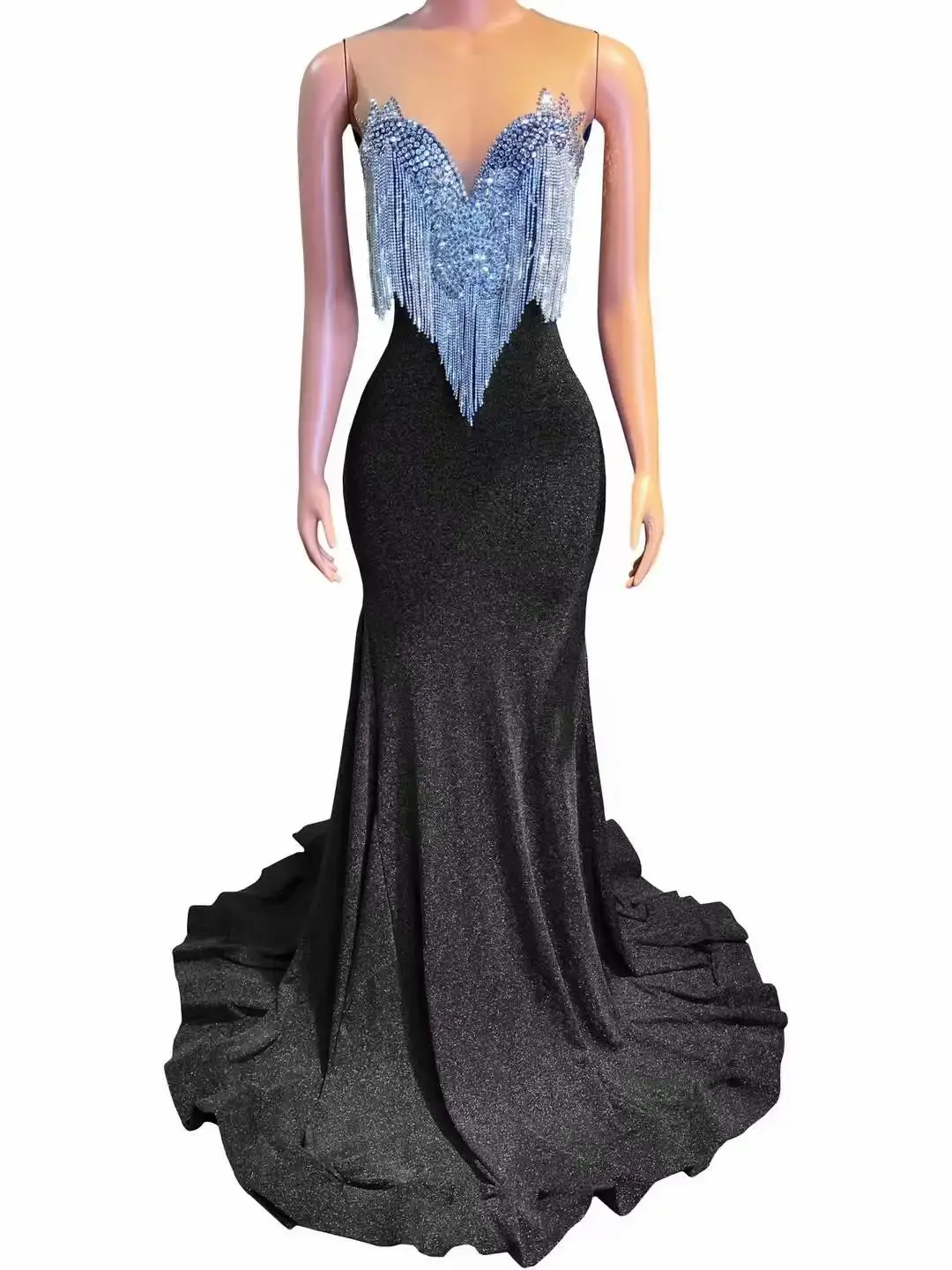 

Women Special Occasion Wedding Birthday Evening Party Luxury Sparkly Floor Length Dresses Drill Chain Singer Queen Wear 2025 New