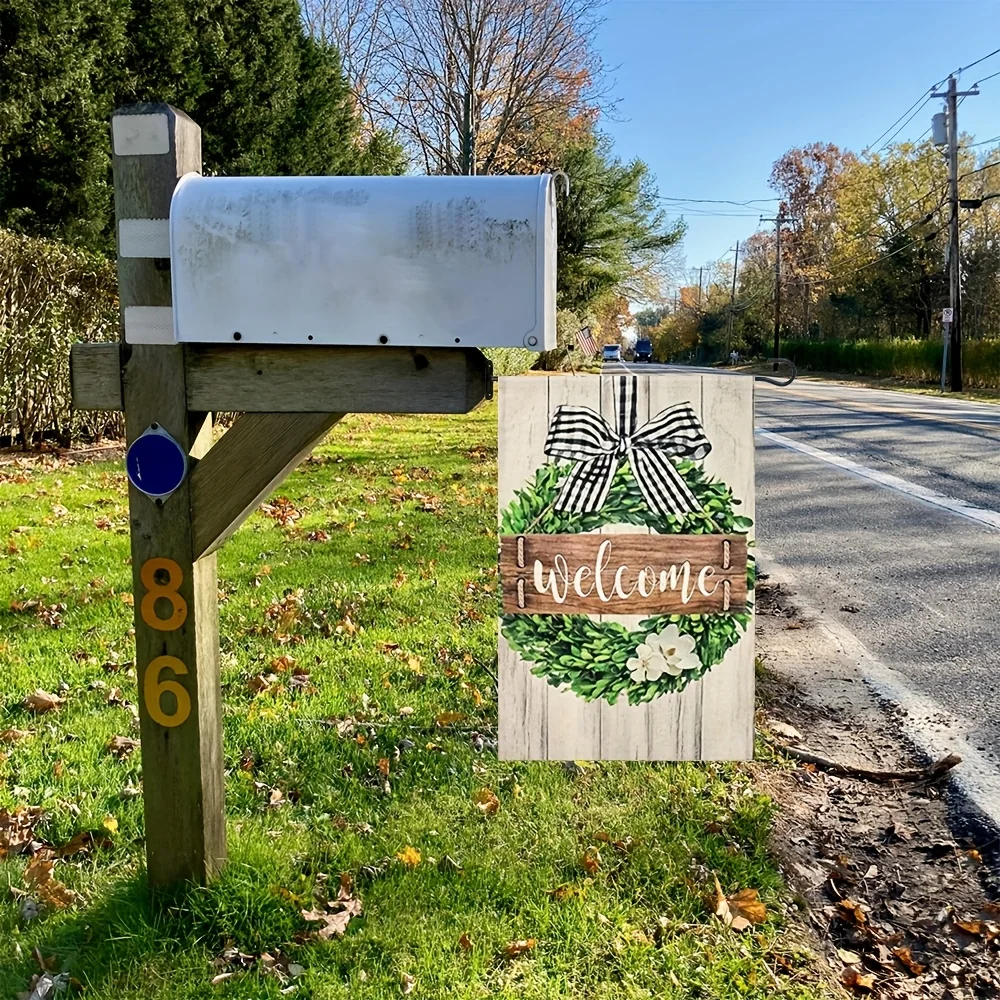Garden Flag Stand, Wall-mounted Garden Flag Holder, Metal Yard Flags Pole Hanger for Mailbox Posts, Outdoor Garden Flags Bracket