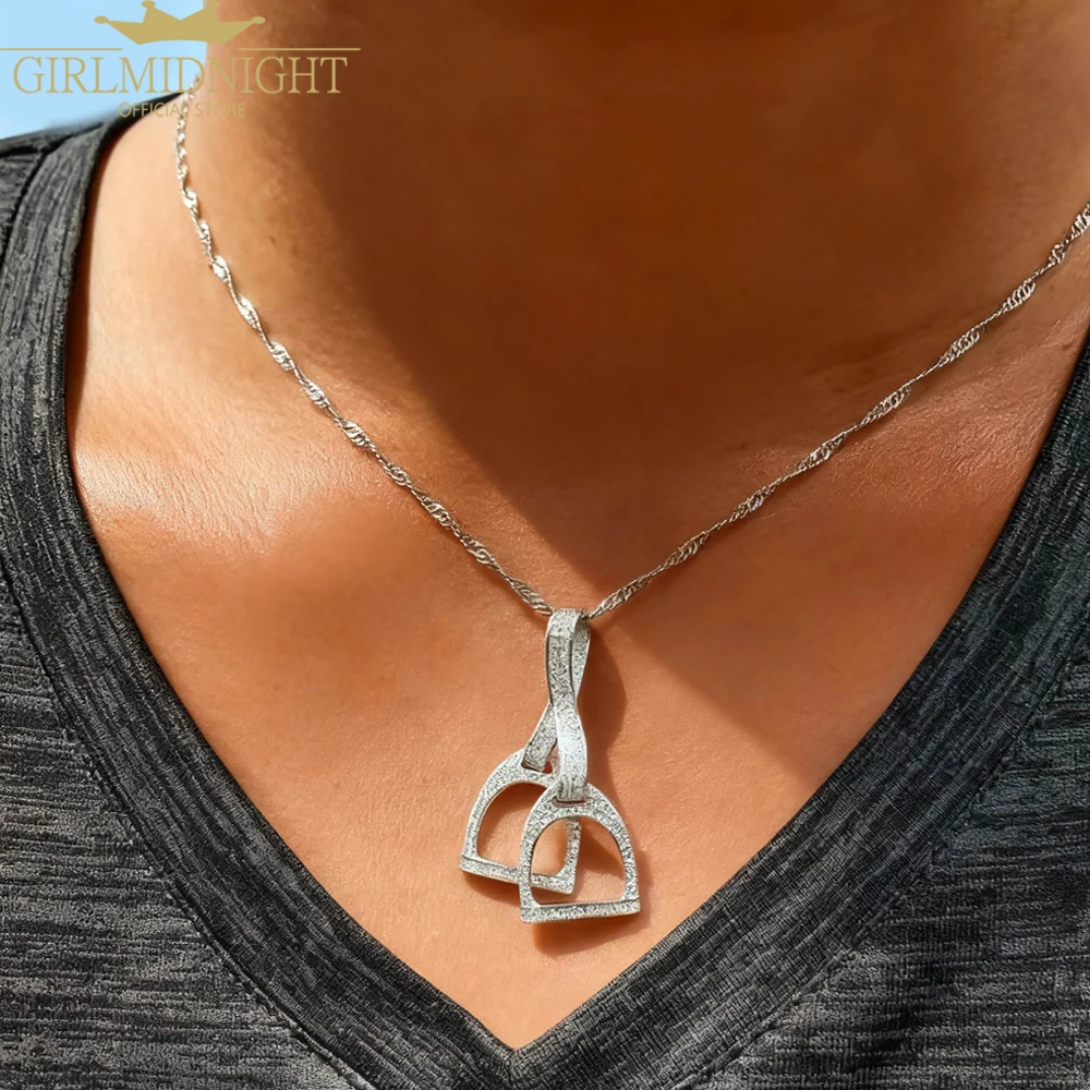2025 Luxury 925 Silver Sterling Iced Out Bling Cz Paved Horse Hoof Pendant Horseshoe Bit Necklace Women Fashion Jewelry