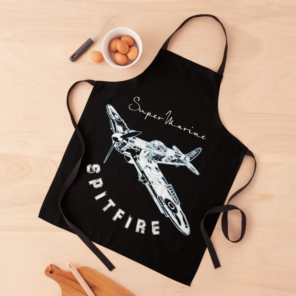 Spitfire Supermarine Vintage British RAF Aircraft Apron Women's Dress Kitchen Tools Accessories Apron