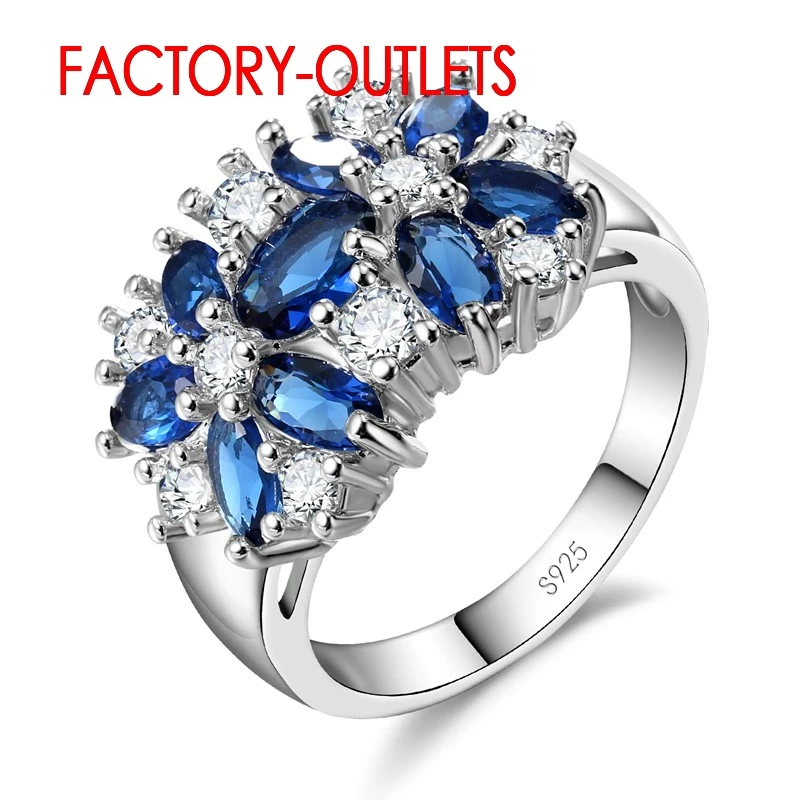 Genuine 925 Sterling Silver Engagement Ring Fashion Jewelry Trendy Style Cubic Zirconia Prong Setting Women Girls Wholesale