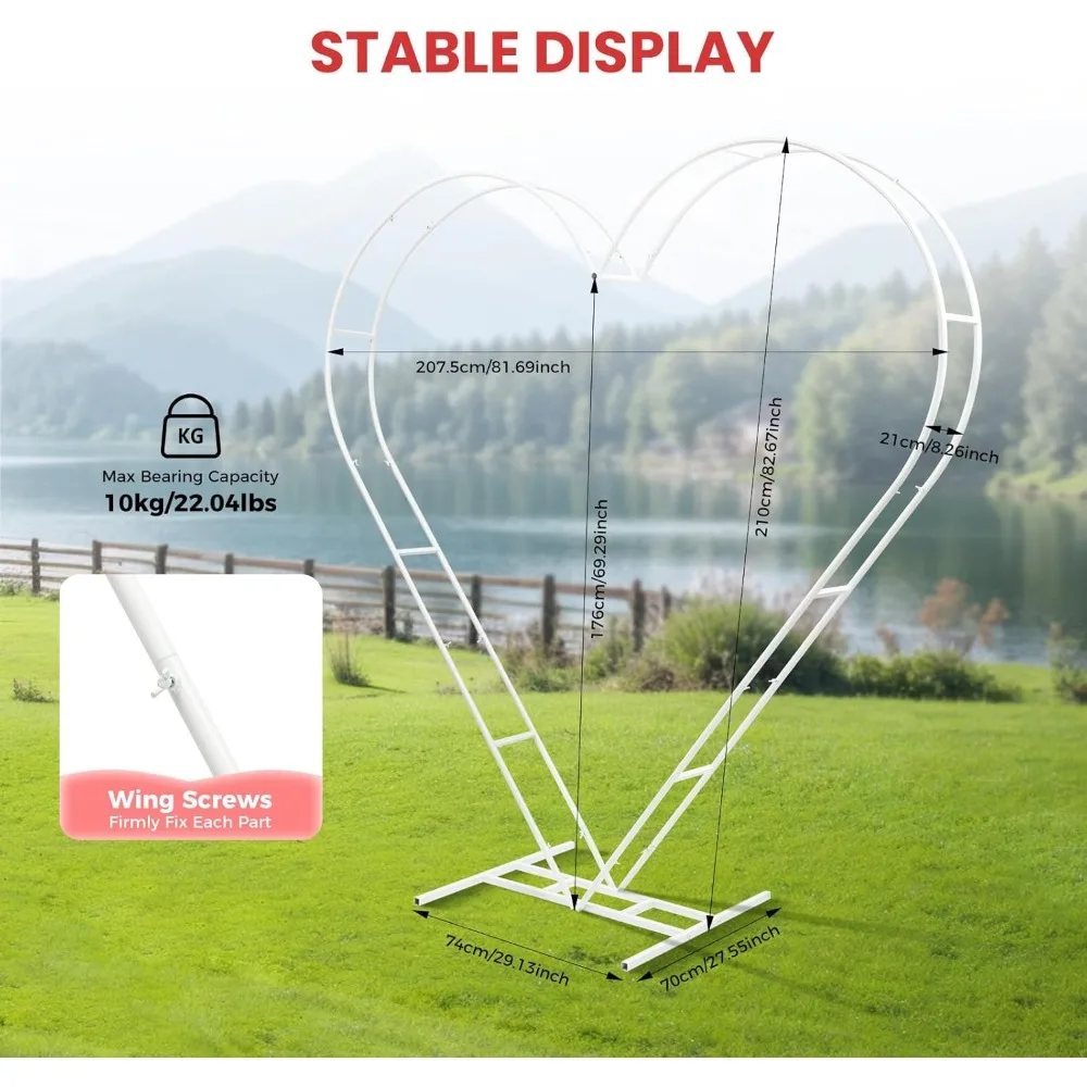 Heart Shape Wedding Arch Stand | Dual-Tube Metal Backdrop Frame for Wedding, Birthday & Balloon Decor