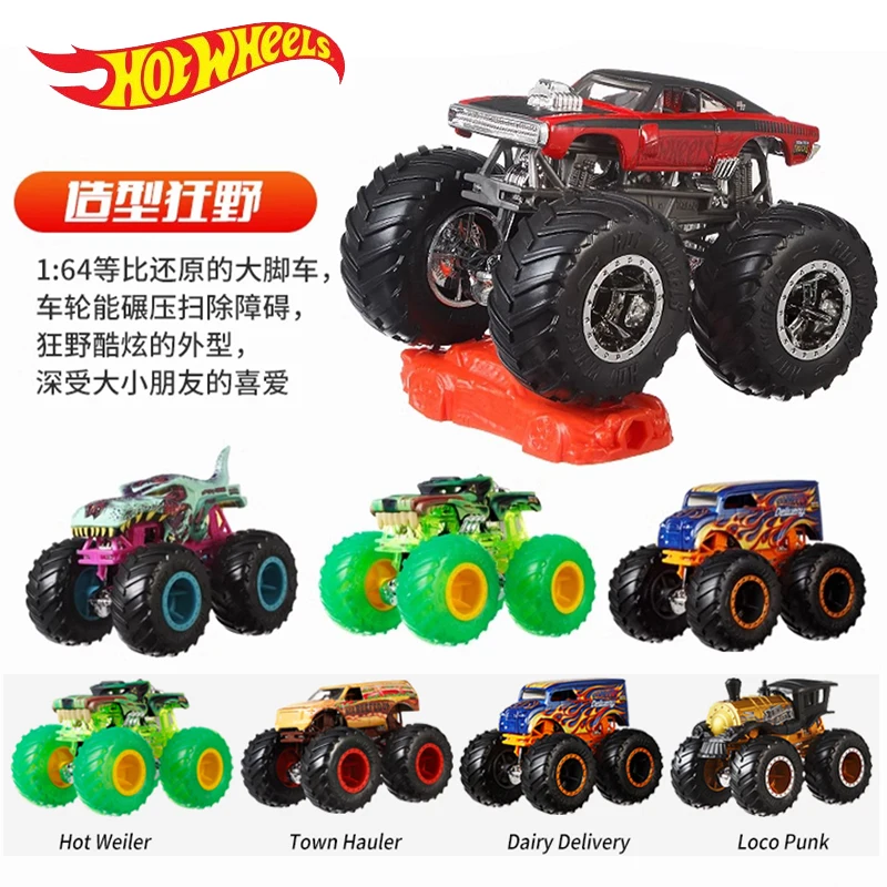Hot Wheels Monster Trucks de juguete para niños, Fyj44, Hw Tiger Shark, Bigfoot Poppy, coche modelo fundido a presión a escala 1/64, regalo de cumpleaños, 2025