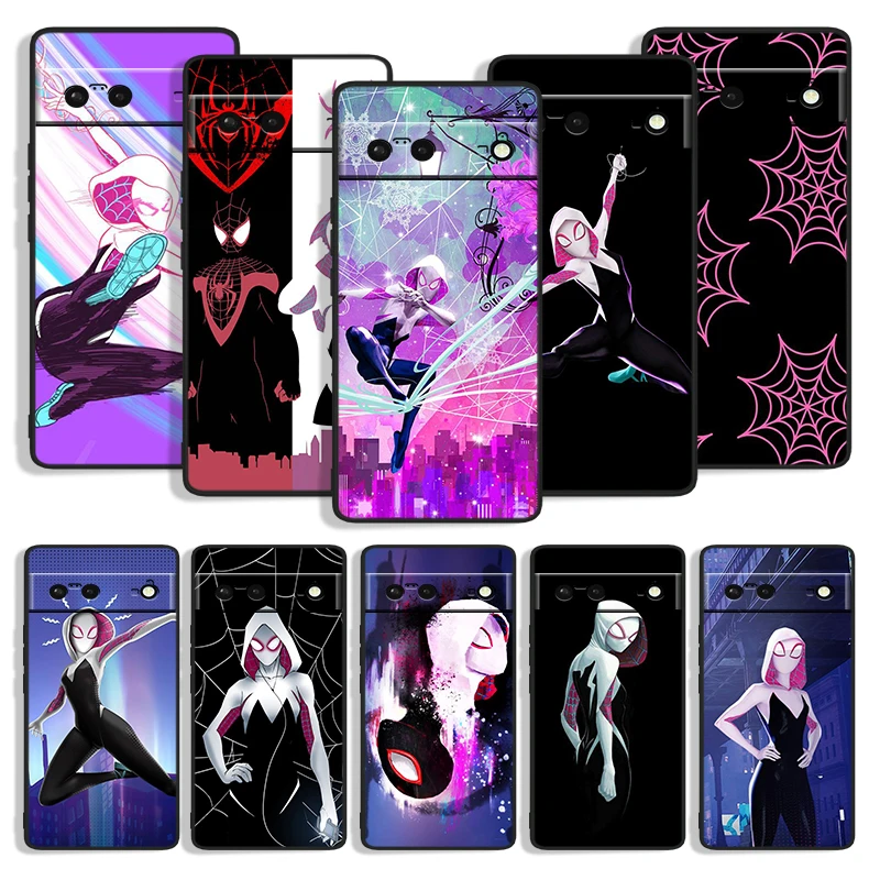 

Spider-Man Gwen Stacy Shockproof Phone Cover for Google Pixel 7 6a 6 5a 5 4 4A XL 5G Black Case Soft Fundas Silicone Coque