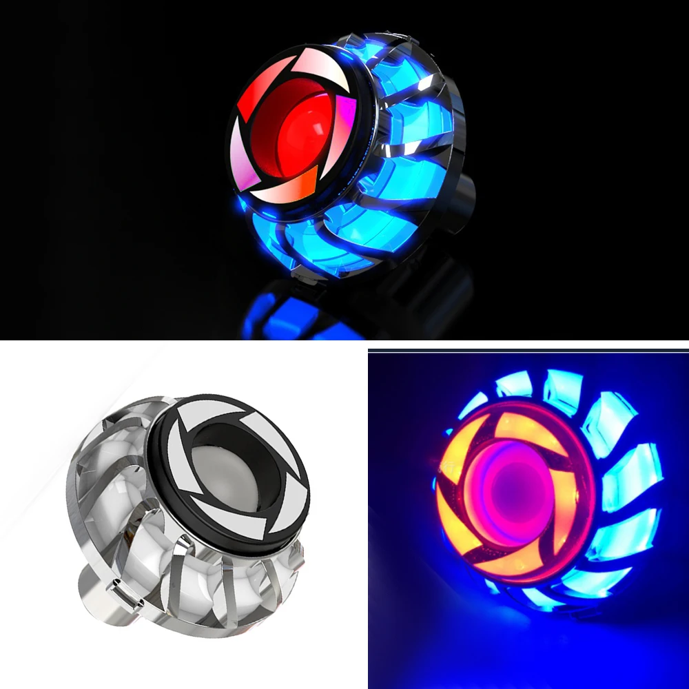 Universal Motorcycle Equipments Warning Lamp Angel Eye RGB Flashing Brake Tail Rear LED Motorbike Light Moto Accessories