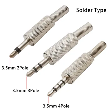 Connecteur de câble à souder Audio stéréo Mono, réparation métallique 3.5mm mâle, 5 pièces, 3.5 2 pôles 3 pôles 4 pôles, adaptateur de prise pour écouteurs