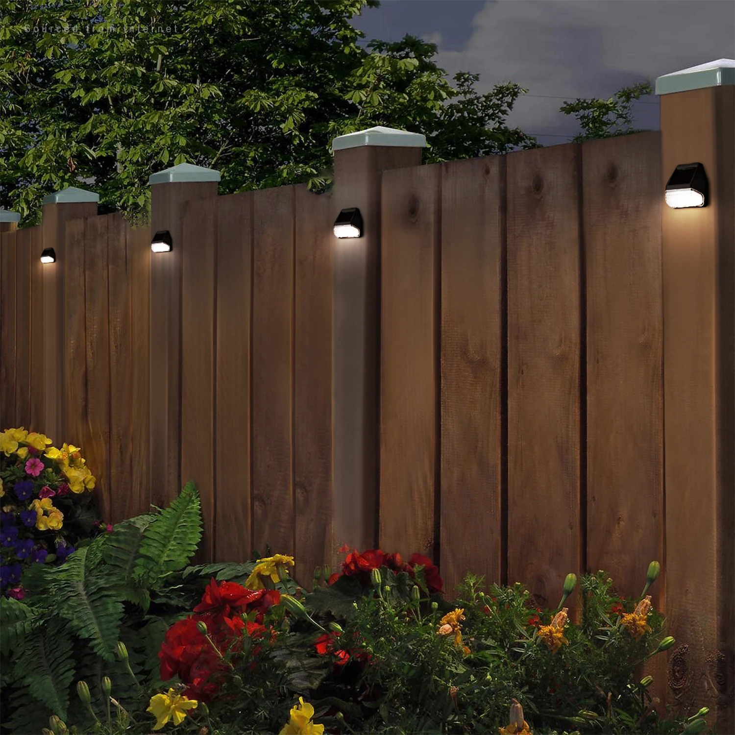 6 Pack Solar Deck Lights, Dusk-to-Dawn LED Fence Lights, 4000K Cool White, Waterproof, Black